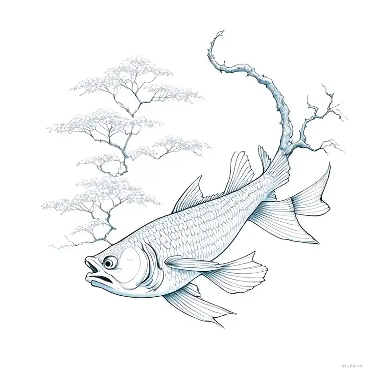 Japanese Fish And Trees