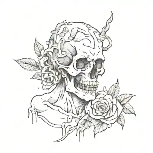 A Black And White Sketch In Zomatics Style About Life