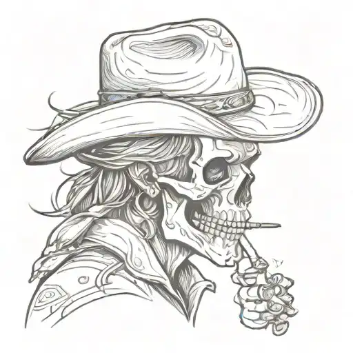 Cowboy Skull Smoking Cigarette Side Profile