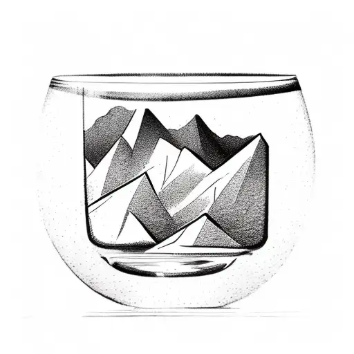 Cocktail Glass With Mountain Inside