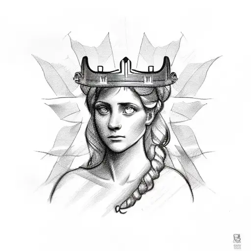A Sketch Of Helen Of Troy With A Crown Made Of Laurel Leaves