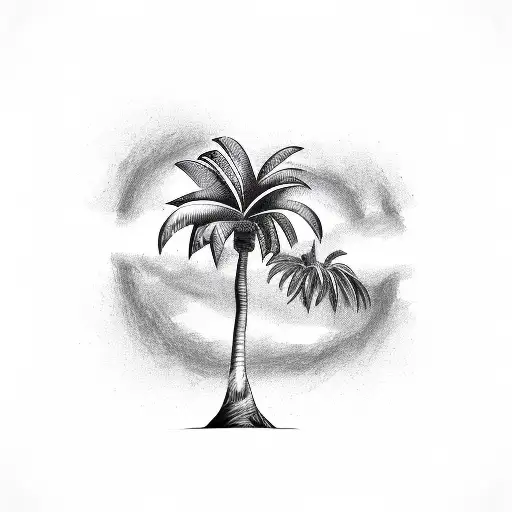 A Palm Tree With The Letters T E Z S In It