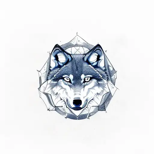 Wolf Curled Up With Glowing Red Heart In Middle Of Chest