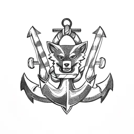Anchor With Cross And Wolf