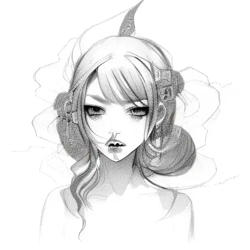 Fine Line Girl With Long Skirt