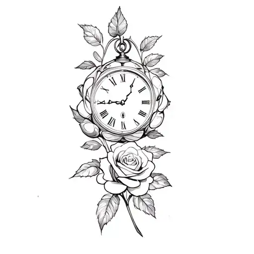 A Clock With A Rose On It