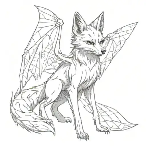 Full Length Fox With Bat Wings