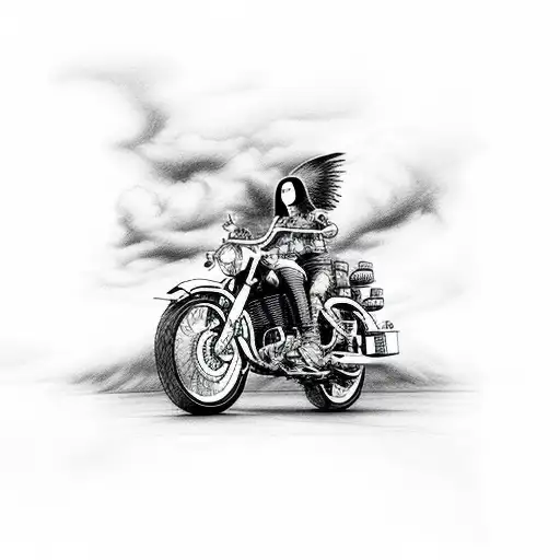 Motorcycle Crossroads With Heaven Hell