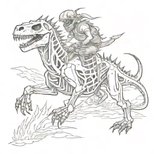 Skeleton Riding Dinoaur