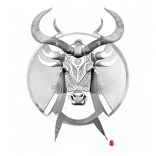 Chinese Ox Horns On A Helmet