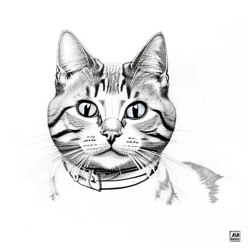 Portrait Of Bart The Cat In A Sketchy And Minimalist Style