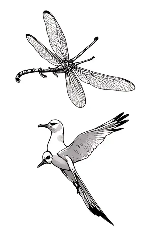 Seagull To Dragonfly And Butterfly