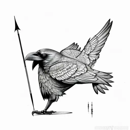 Raven With Holding An Arrow In Its Claws