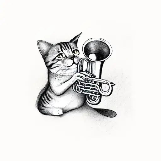 Cat Playing A Trumpet