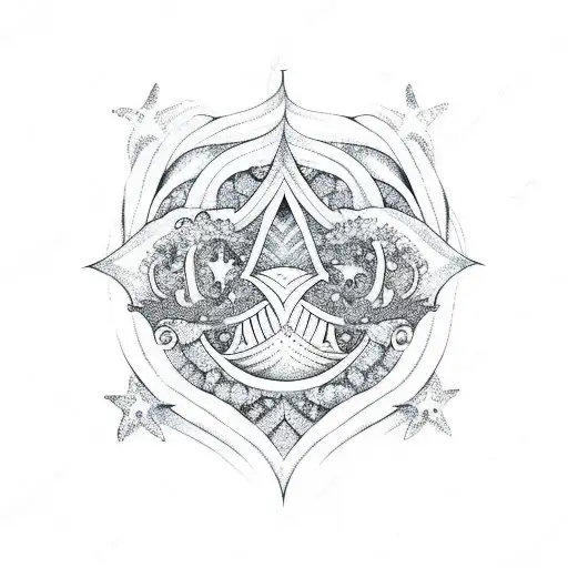 Ocean Wave Heart Crown Star