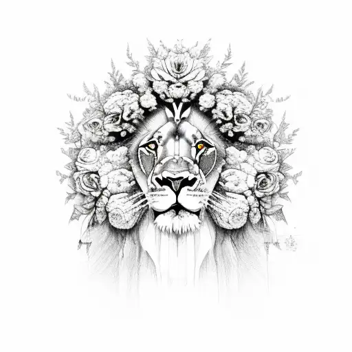 Lion Made Of Flowers