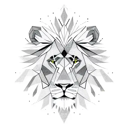 Geometric Head Of A Lion Isolated On A White Background