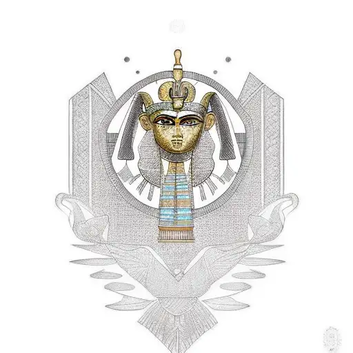 Simplistic Egyptian Style Tattoo Including Hieroglyphics