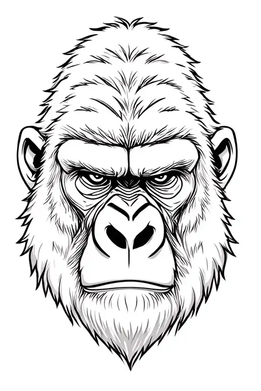 Gorilla Head Tattoo Flash