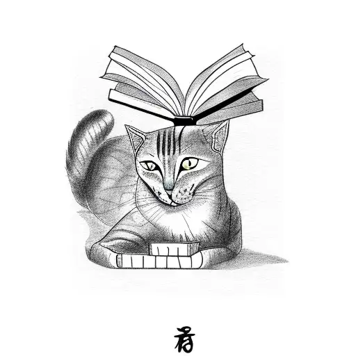 Cat Reading A Book In A Yoga Pose