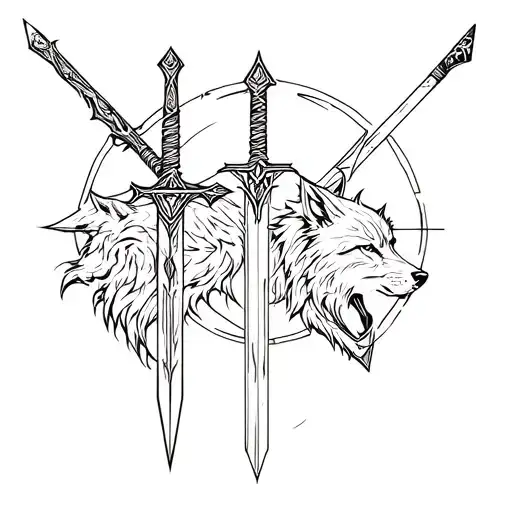 Witcher 3 Geometric Shapes With Sword And Wolf And Witcher Signs