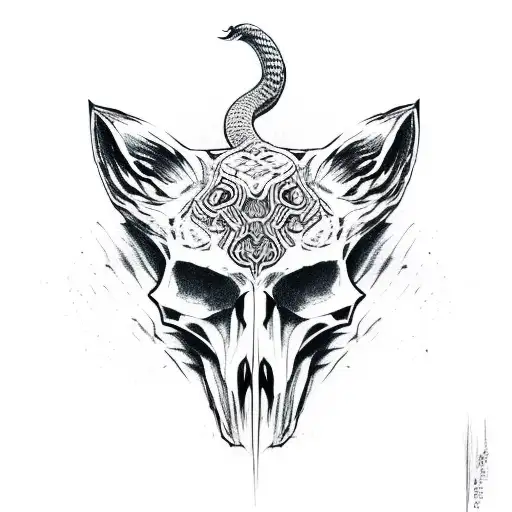 Fox Skull With Snake