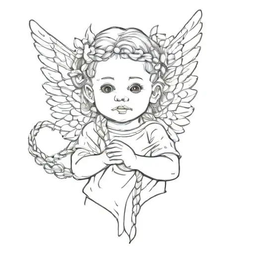 Baby Cupid With Braids In Oversized T-shirt