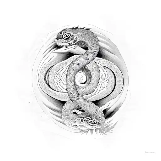 Yin Yang Snake In Sketch Style