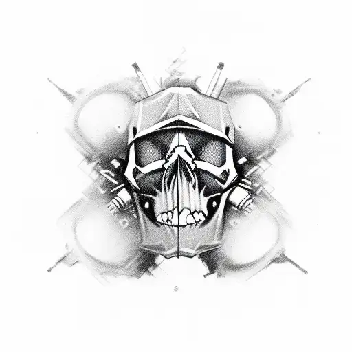 Motorcycle Engine Morphing Into A Skull With Exhaust Pipes As Bones