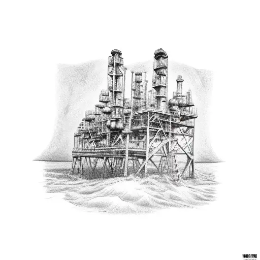 Dollar And Money And Oil Field Tattoo With Realism Style Theme