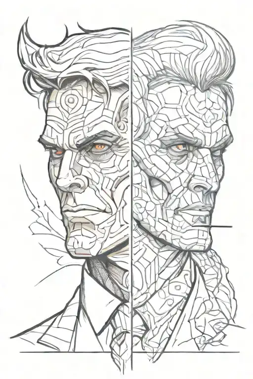 Two Face From Batman With A Gemini Symbol