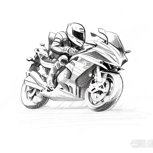 A Sketch-style Design Featuring A Motorbike And A Group Of Friends Enjoying A Chill Ride