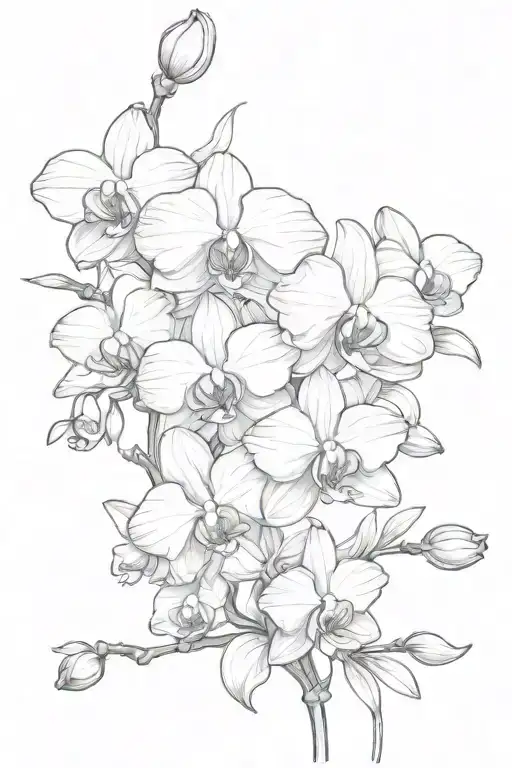 Daisies And Orchid Flowers On A Stem