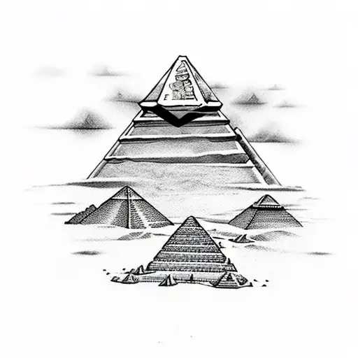 A Mesmerizing Minimalist Tattoo Of The Great Pyramids Of Egypt Rising From The Depths Of The Ocean