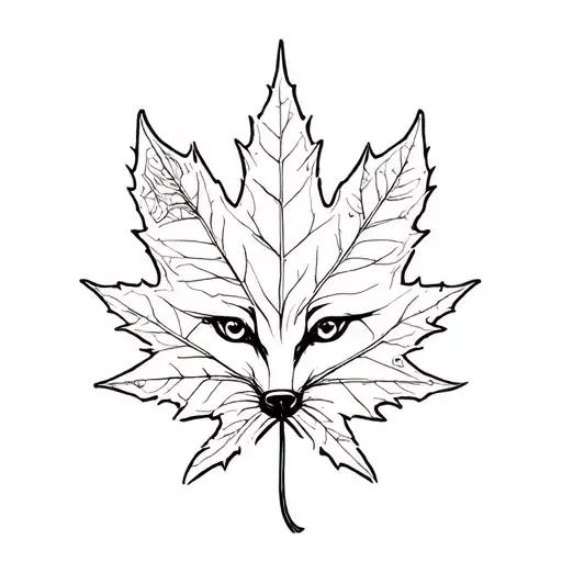 Maple Leaf With Fox Silhouette