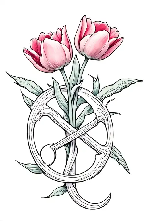 Tulips And Aquarius Sign Intertwined Symbolizing The Client's