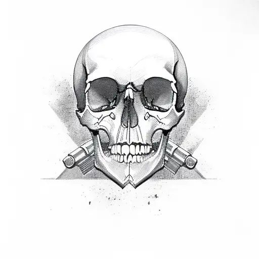 A Skull With Crossed Guns As The Bones