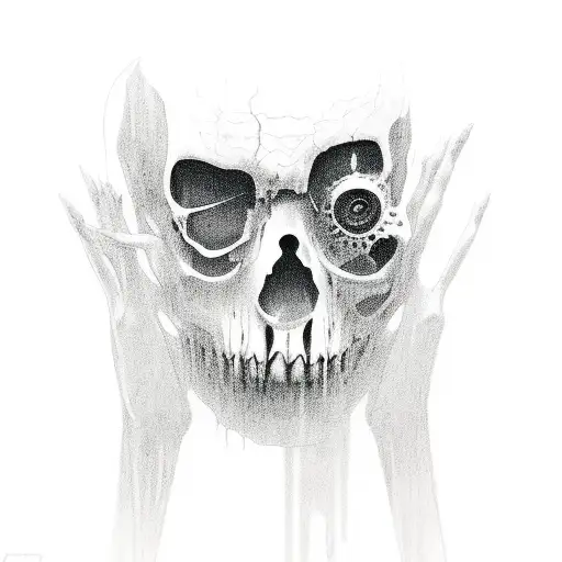 A Creepy Black And Grey Sketch Of A Horror Movie Scene