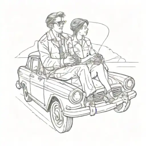 A Man And Woman In A Car