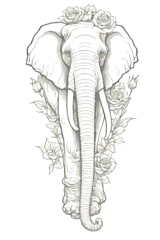 Elephant With Roses