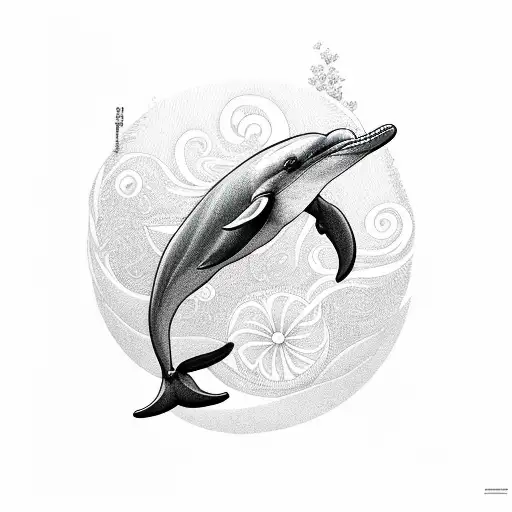 Dolphin With A Flowering Blossoming