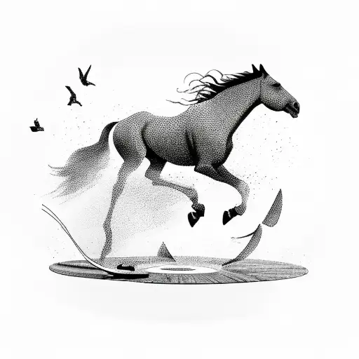 A Silhouette Of A Horse Jumping Over A Vinyl Record