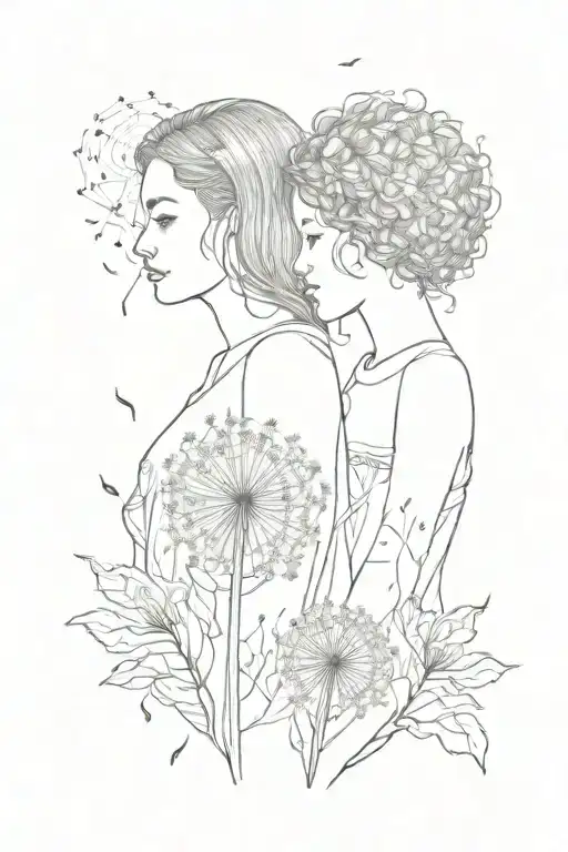 Two Girls With Dandelion