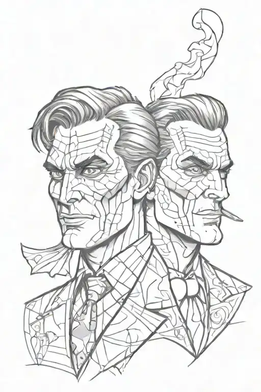 Two Face From Batman With A Gemini Symbol