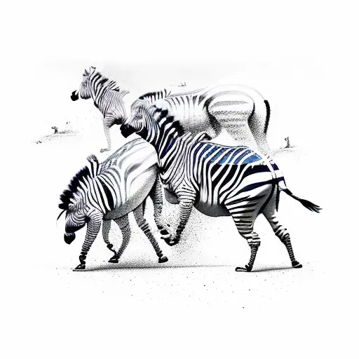 A Group Of Zebras Running Freely In The Wild