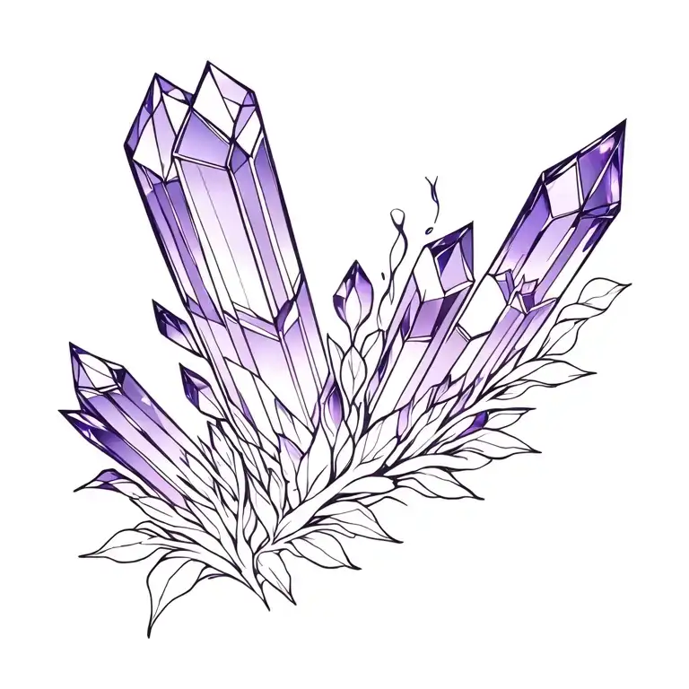 I Need A Tattoo Sketch That Will Look Like A Amethyst Crystal That Grows Throughout The Body
