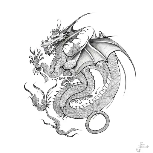 Dragon With Flowers