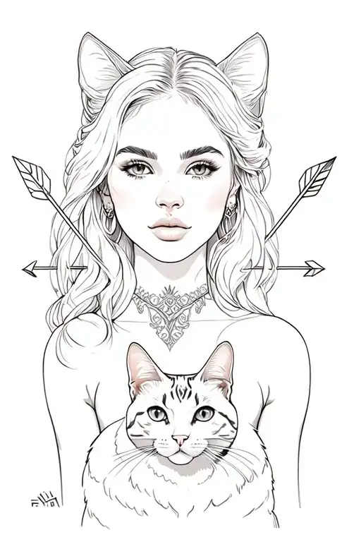 Portrait Of A Woman With Cat Arrows