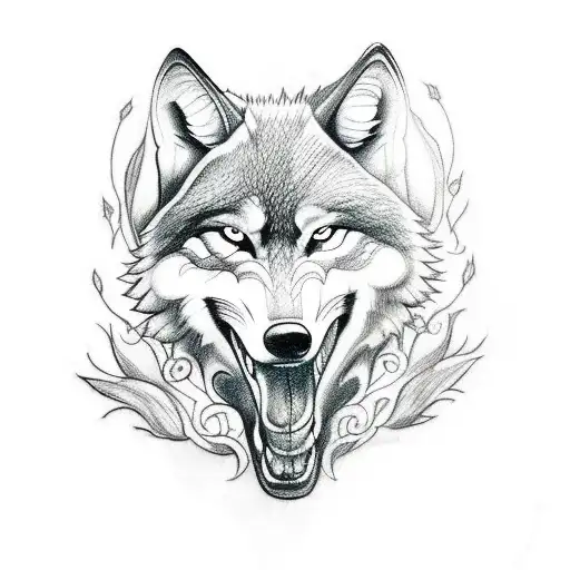 A Sketch-style Tattoo Of A Wolf Running With Rise Against Lyrics Forming The Shape Of The Wolf