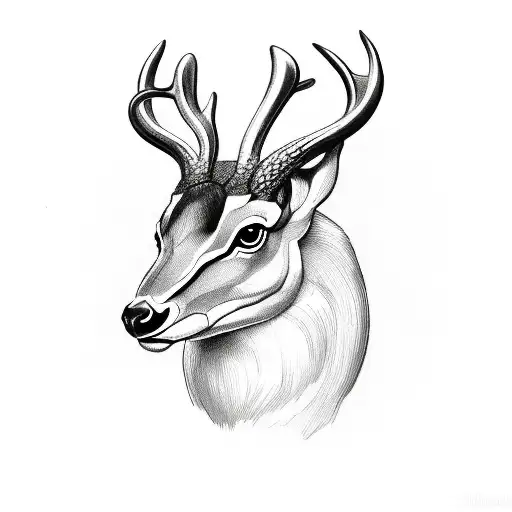 Roebuck Head With A Snake On Its Head